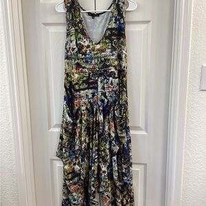 Asymmetrical Multicolor Print Dress